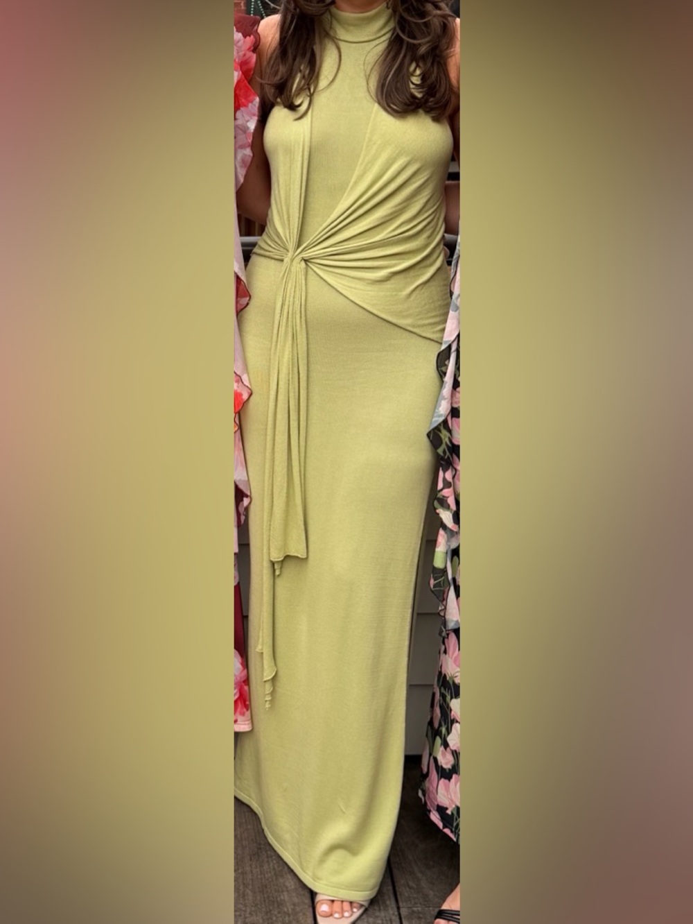 Meshki Cindylou Halter Knit Maxi Dress - Light Olive - Picture 3 of 3